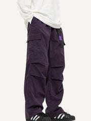 Solid Color Flap Pocket Side Cargo Pants