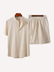 Solid Color Elastic Waist Two-Piece Set