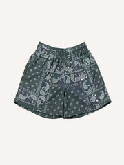 Paisley Print Mesh Elastic Waist Shorts