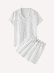 Solid Color Patch Pocket Drawstring Waist Two-Piece Set