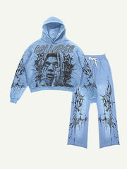 Figure&Star Graphic Print Elastic Waist Two-Piece Set