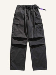 Solid Color Flap Pocket Side Cargo Pants