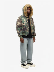 Camouflage Fur Collar Reversible Cotton Jacket