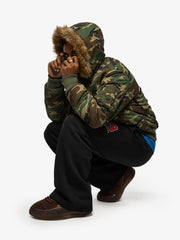 Camouflage Fur Collar Reversible Cotton Jacket