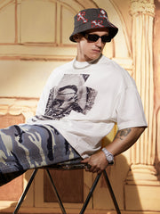 Cross And Portrait Denim Bucket Hat