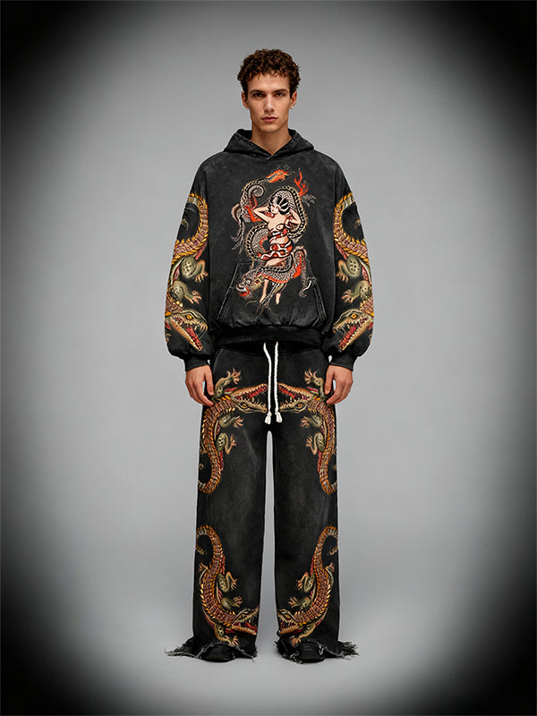 Japanese style retro two-headed snake women's sweatshirt