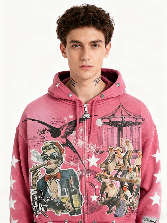 Cardigan makes a fashionable hip-hop hooded sweatshirt