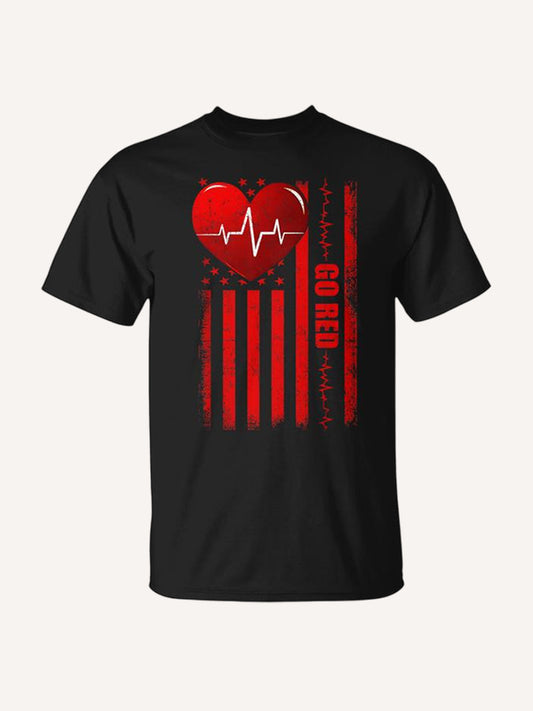 Go Red Usa Flag American Heart Disease Awareness Women T-Shirt