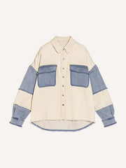 Color Block Whisker Two-Tone Denim Jacket