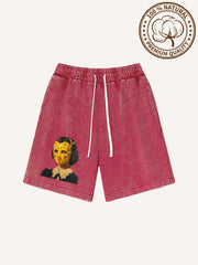 A sophisticated woman with a veil wearing a comfortable washed pure cotton shorts