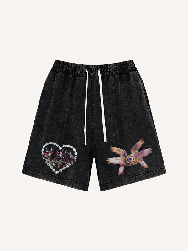 One thought can lead to hell another to heaven Water-washed shorts