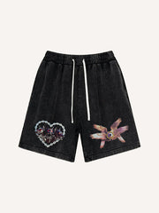 One thought can lead to hell another to heaven Water-washed shorts