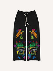 Trendy double-sided printed evil dog angel Pants