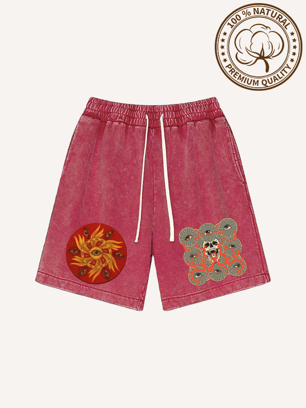 Eyes of a Hundred Turns and Thousand Turns Washed Trendy shorts