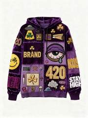 Fashionable Christmas and four-season sweatshirt with multi-pattern patchwork prints