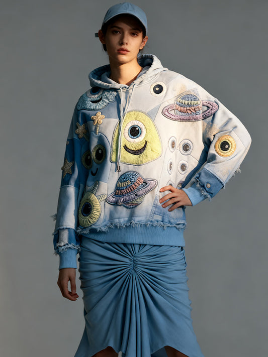 Cute patchwork one-eyed monster fashion sweatshirt