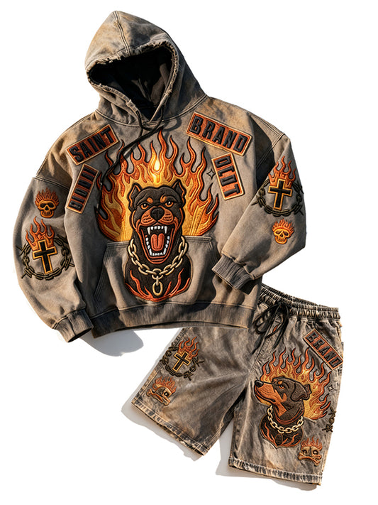 Hellhound embroidered print warm and fashionable sweatshirt