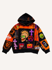 Handsome distressed multi-color Halloween and Christmas all-match sweatshirt