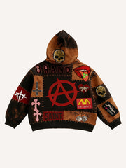 Handsome distressed multi-color Halloween and Christmas all-match sweatshirt