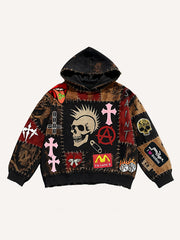 Handsome distressed multi-color Halloween and Christmas all-match sweatshirt