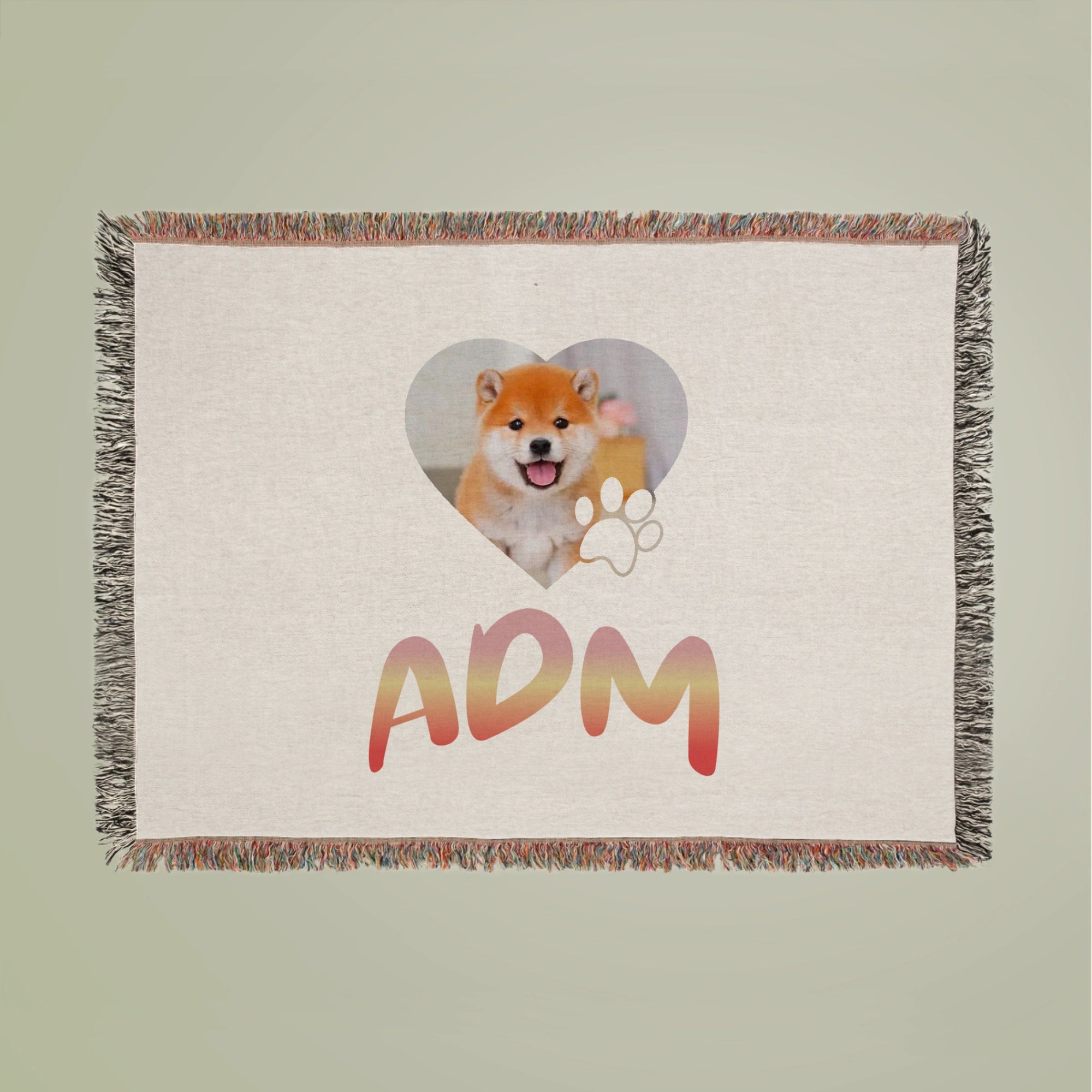 Pet Photo with name in Gradient Finish Woven Blanket