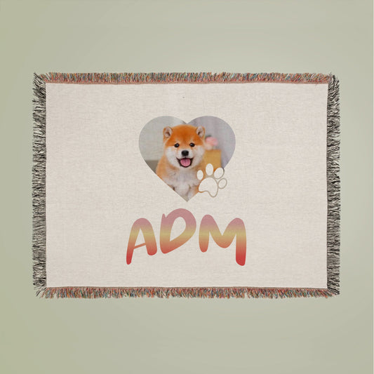 Pet Photo with name in Gradient Finish Woven Blanket