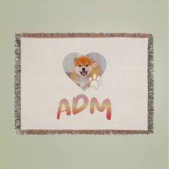 Pet Photo with name in Gradient Finish Woven Blanket