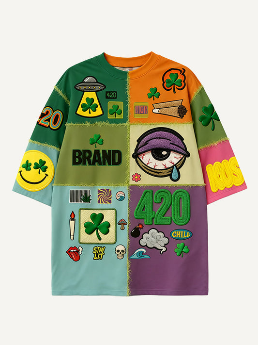 Stylish Christmas T-shirts for all seasons with patchwork prints in various patterns