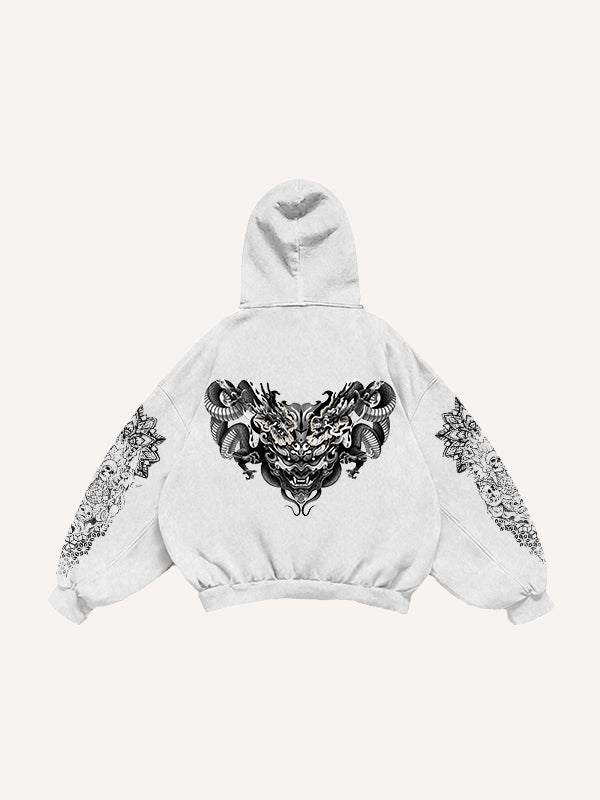 Double Dragon Monster Traditional Classic Pattern Sweatshirt