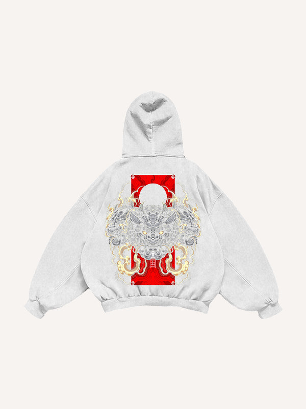 Japanese hand-painted mythical beast limited edition print sweatshirt