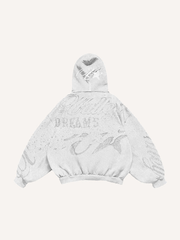 Retro distressed double hooded sweatshirt