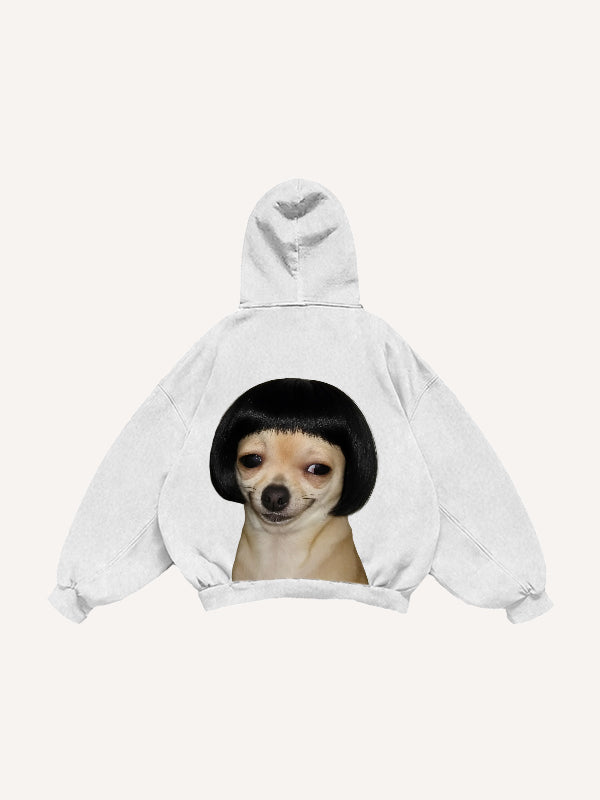Funny and cute dog head sweatshirt with small side part
