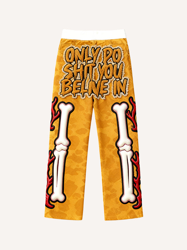 Hooded skull print stylish all-season trousers
