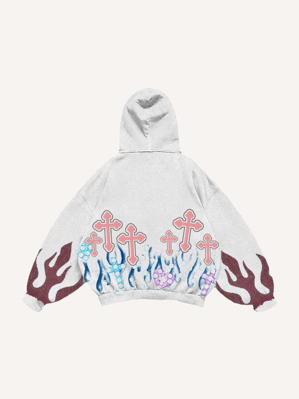 Flame burning rhinestone sweatshirt