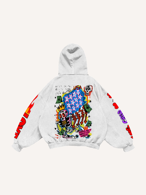 Halloween Graffiti Skull Funny Print Fashion Sweatshirt
