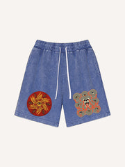 Eyes of a Hundred Turns and Thousand Turns Washed Trendy shorts