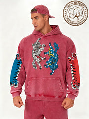 Pure cotton printed tiger descending the mountain high-end gift hoodie for personal wear