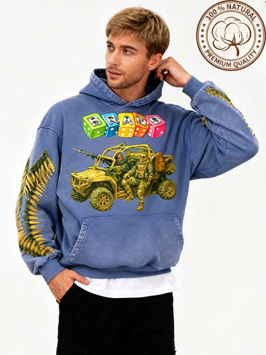 Attacking Soldiers Comfortable and Stylish Pure Cotton Washed Hoodie