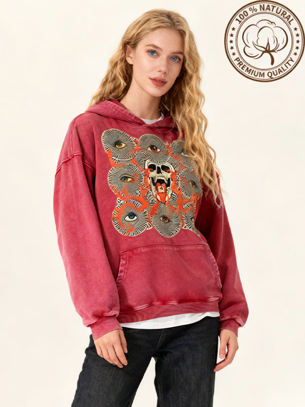 Eyes of a Hundred Turns and Thousand Turns Washed Trendy Hoodie
