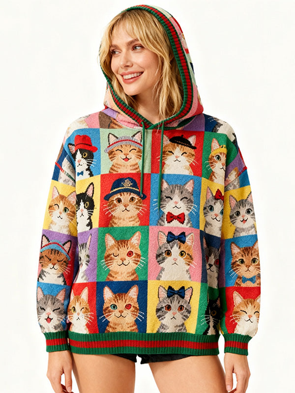 Cute Animal Kitty Squad Collection Adorable Hooded Sweatshirts