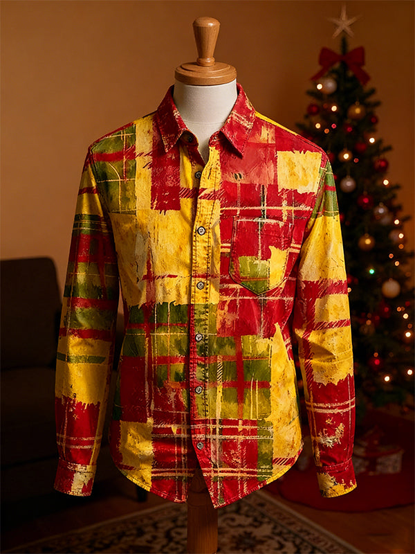 A plaid shirt with a strong Christmas atmosphere