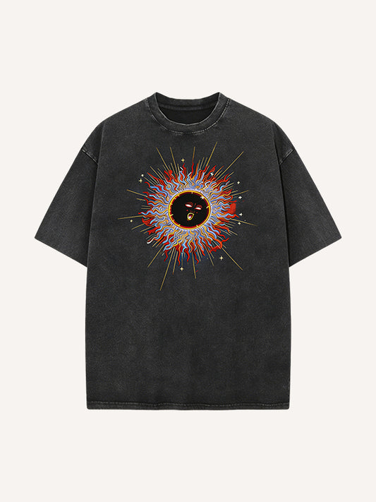 Dark Light Comfort Printed Washed Short Sleeve