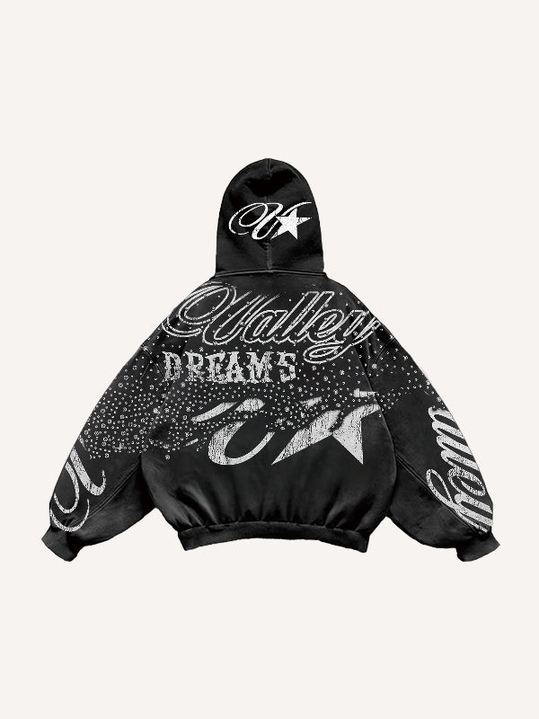 Retro distressed double hooded sweatshirt