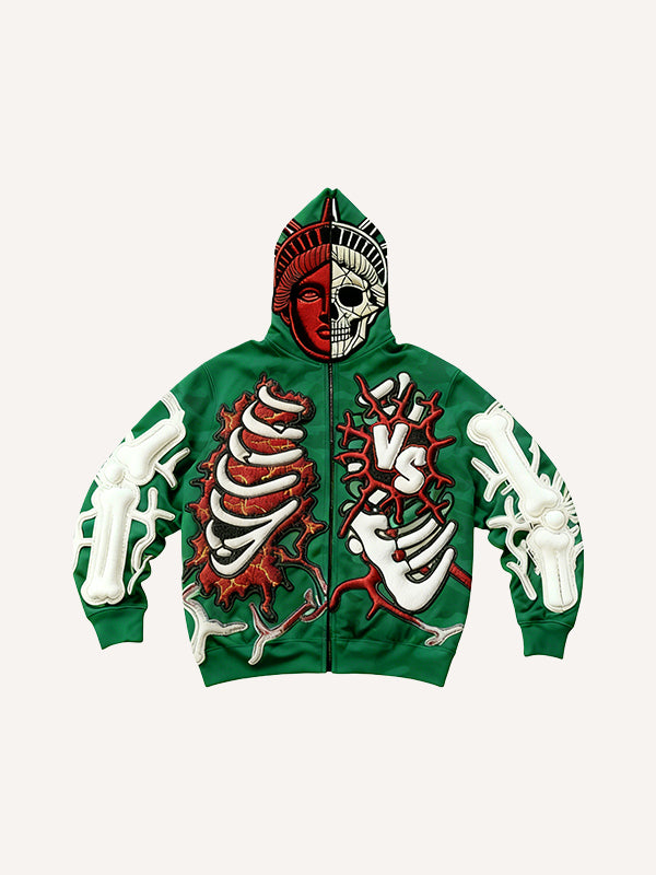 Two-tone skull cool goddess high-definition printed sweatshirt