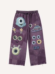 Cute patchwork one-eyed monster fashion trousers