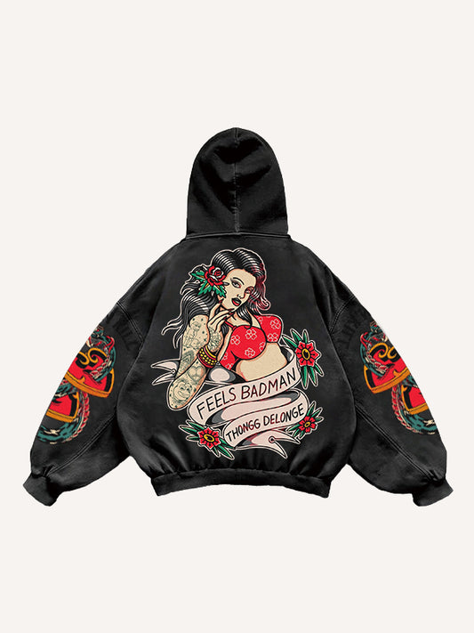 Rose Girl Textured Print Sweatshirt