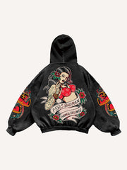 Rose Girl Textured Print Sweatshirt