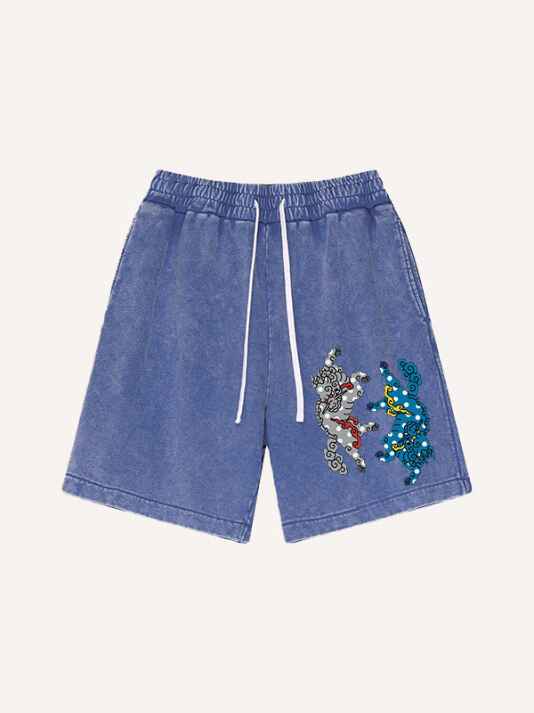 Pure cotton printed tiger descending the mountain high-end gift shorts for personal wear