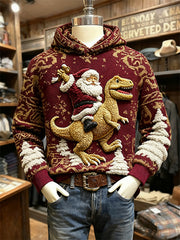 Santa Claus riding a dinosaur hoodie