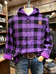 Christmas season hooded plaid shirt